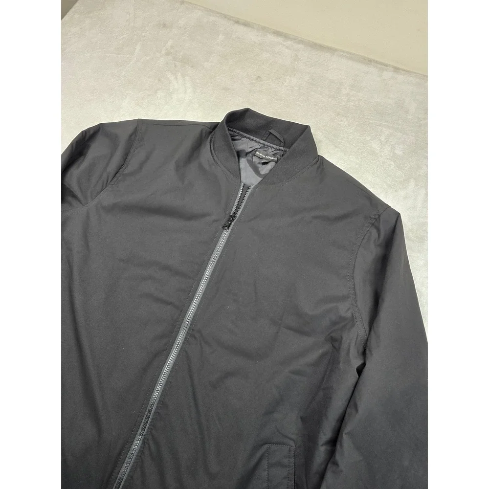 Banana Republic Bomber Jacket Mens 2XL Black Full Zip‎ Ribbed Trim Flight